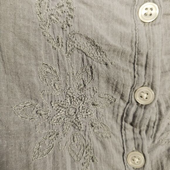 Y2K Old Navy 3X Pintuck Blouse Embroidered Semi Sheer Lightweight 3/4 Sleeve - Picture 6 of 10